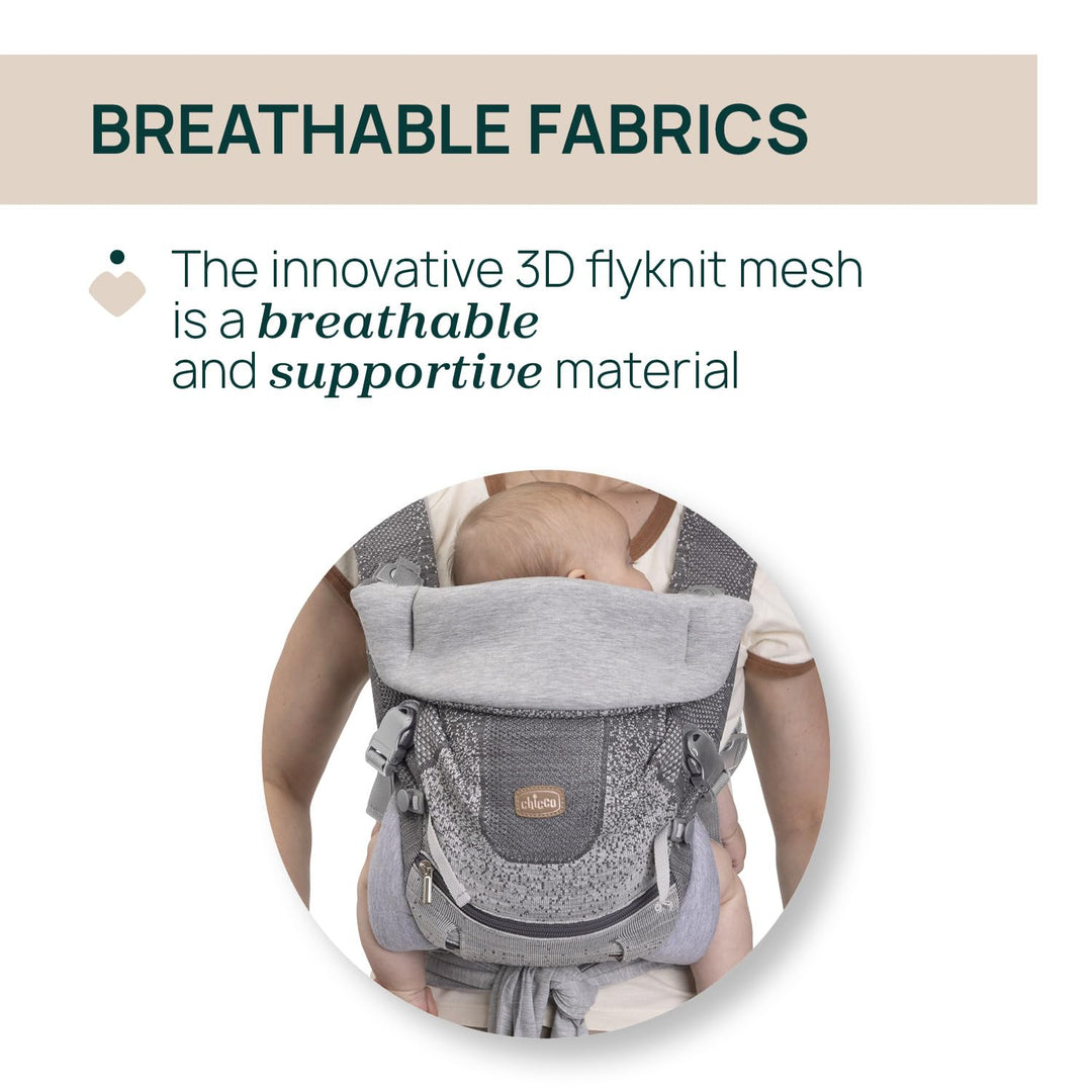 Chicco Airy Hip Fit Ergonomische 3-in-1 Babytrage, Abnehmbarer Basis-Support zur Gewichtsverteilung,