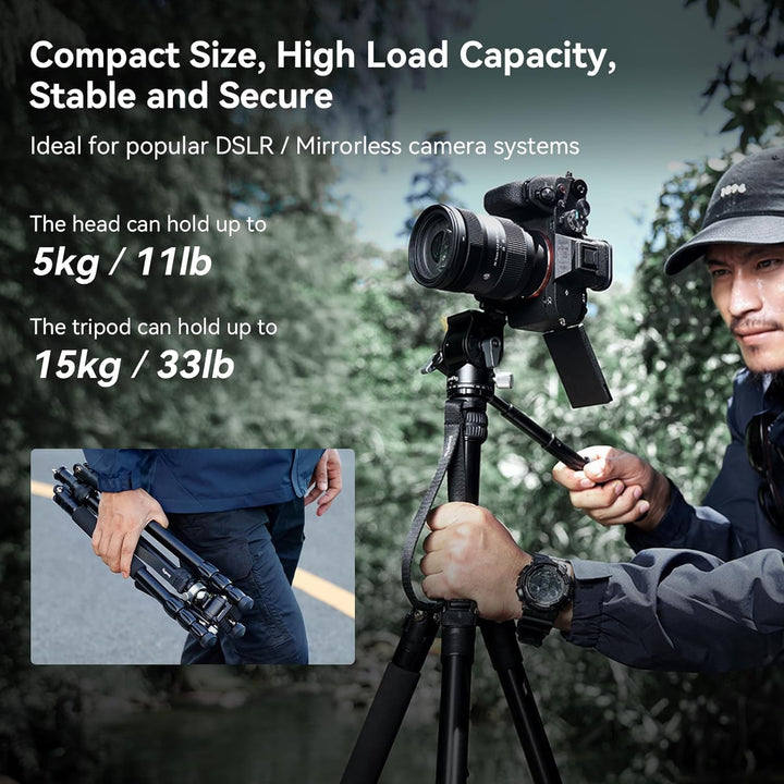 SMALLRIG 73 Zoll Video Tripod für vertikale/horizontale Aufnahmen Videostativ Einbeinstativ, mit Sch