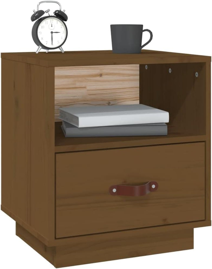 Bedside Table Nachtkonsole Beistelltisch mit Stauraum Night Stand Nachttisch Honigbraun 40x34x45 cm
