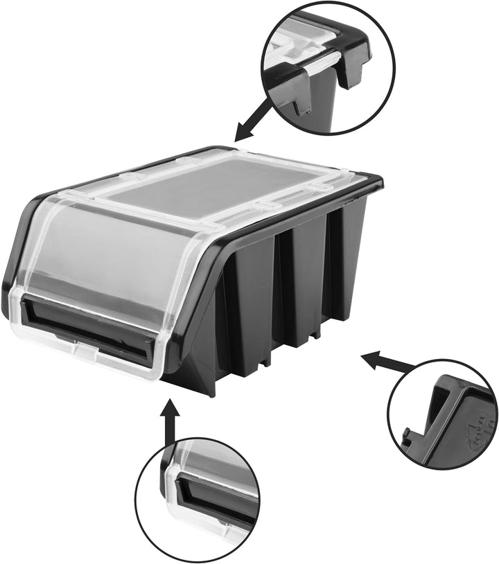 Lagersystem Werkstattregal | 78 x 39 cm | 21 stck. Box | Wandregal mit Stapelboxen - Wandplatten Ext