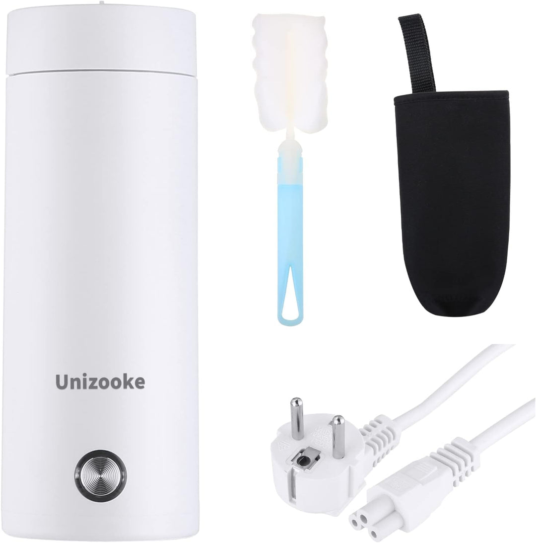 Unizooke Tragbarer Mini-Heizbecher,400ml ,220V Reise-Elektrisch-Wasserkocher,300W Vakuum,Für Milch,