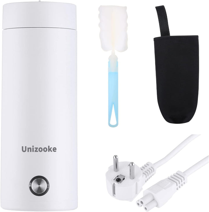 Unizooke Tragbarer Mini-Heizbecher,400ml ,220V Reise-Elektrisch-Wasserkocher,300W Vakuum,Für Milch,