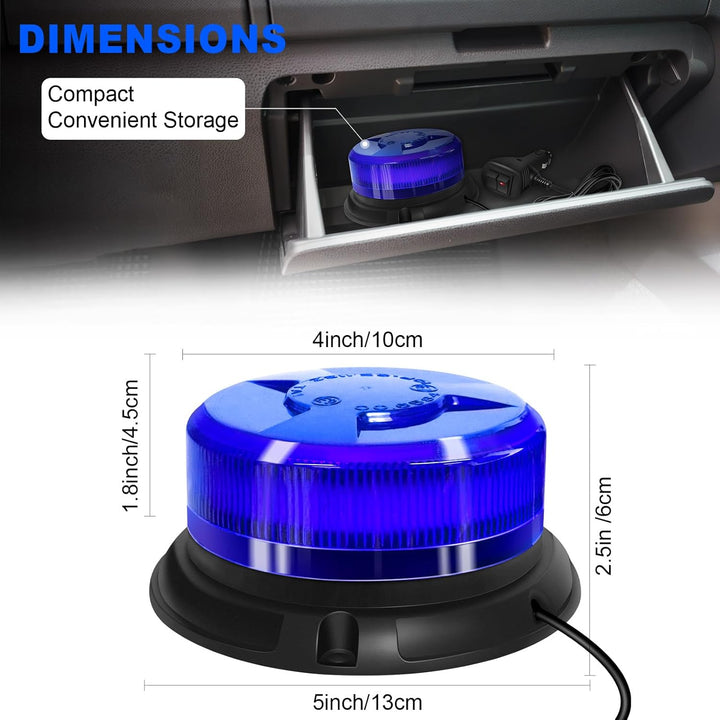 AnTom blaulicht rundumleuchte led 9 Blitzmuster 12V 24V Warnleuchte led magnet mit 3 Meters-Kabel fü