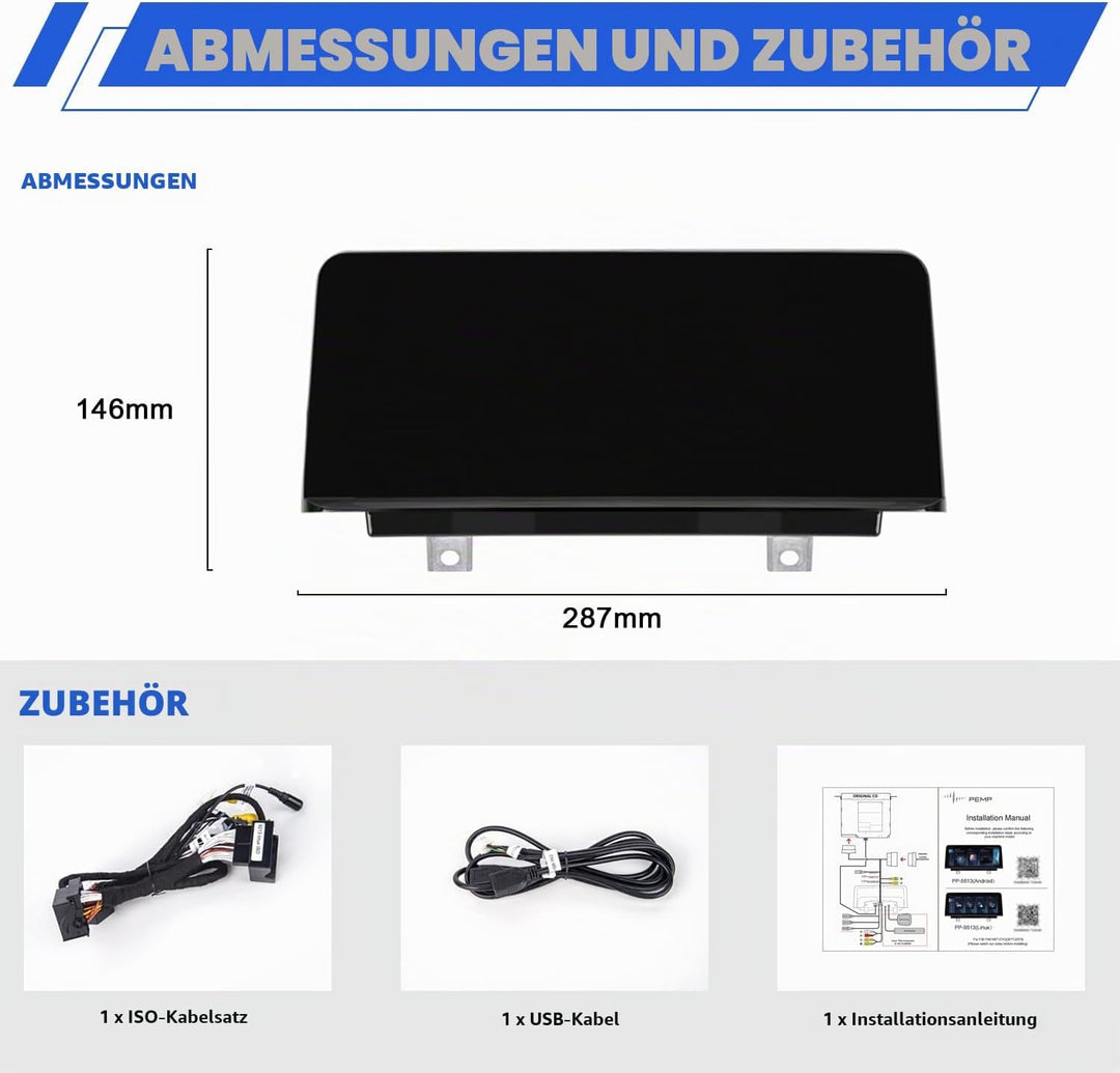 PEMP Linux-Bildschirm für BMW 3er F30 X1 F48 2017-2019 EVO ID6, unterstützt kabelloses CarPlay und A