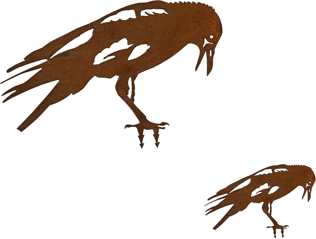 ARTTEC Rabe Vogel (Deko) (2er Set Edelrost) - hochwertige Gartendeko aus Metall - Rost Deko für Gart