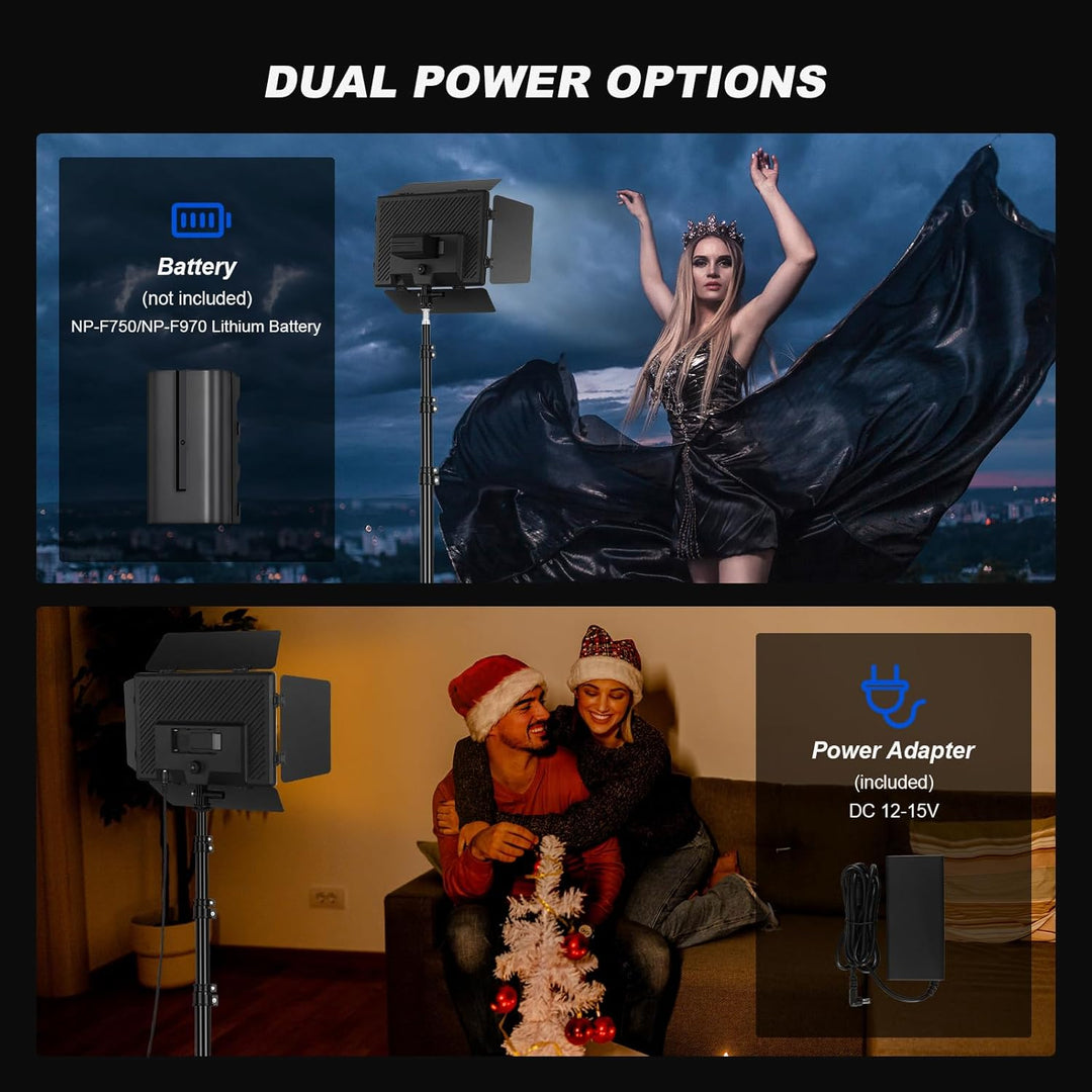 Soonpho 2-Pack LED VideoLicht Set Panel Videoleuchte Barn Door 2800–6500K Dimmbare 20W Licht Fotogra