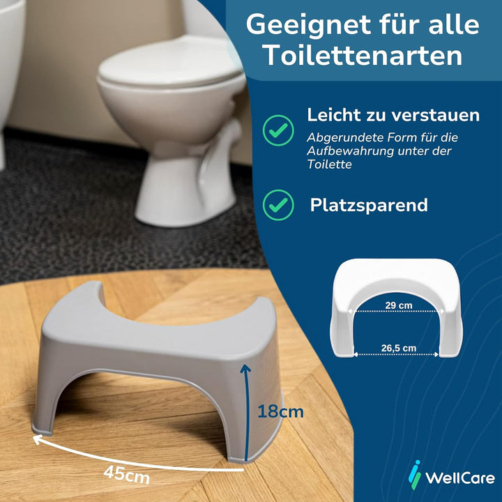 Well Care Toilettenhocker Grau - WC Hocker fur Erwachsene - Klohocker Made in France - Hergestellt a