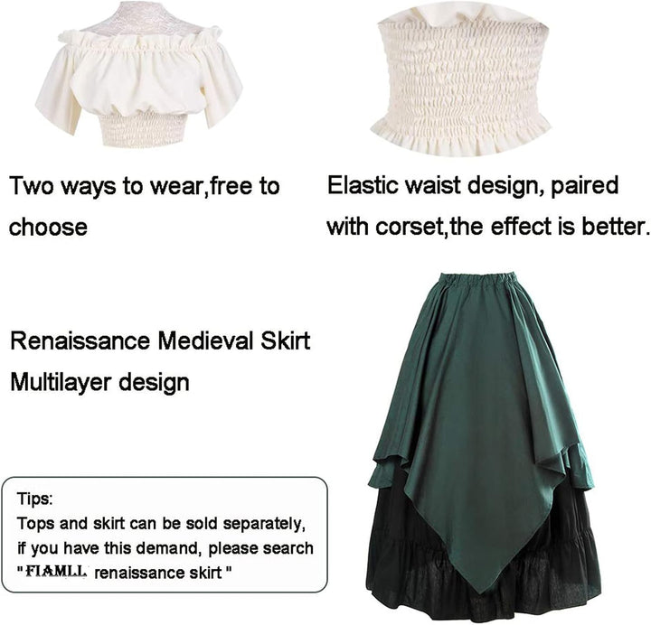Fiamll Damen Mittelalter Kleid Renaissance Kleid Mittelalter Kostüm Trompete Ärmel Viktorianische Kl