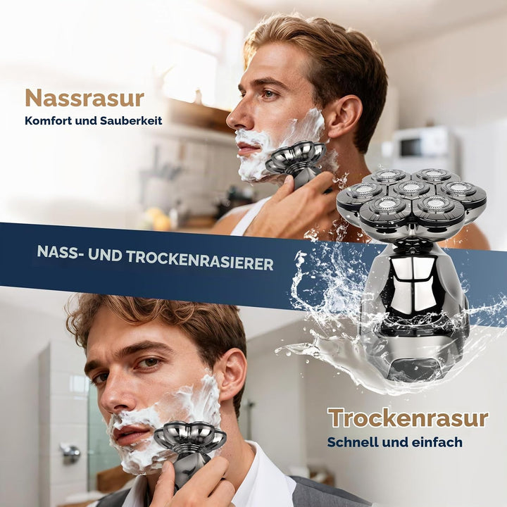 OSDUE Glatzen Rasierer Herren, Wasserdicht Flexibler Glatzenrasierer, Wiederaufladbar Typ-c Rasierer