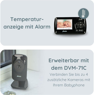 Alecto DVM71BK - Babyphone mit Kamera mit 2.4"-Farbdisplay - Babyfon - Digital Überwachungskamera mi