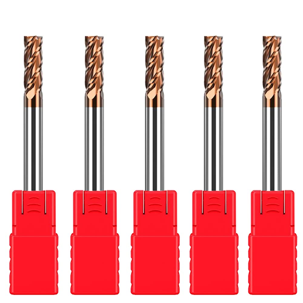 ASNOMY 5 Stück 3mm VHM Fräser Schaftfräser Hartmetal, AlTiN beschichtet 55 HRC 4 Schneiden, bohren,