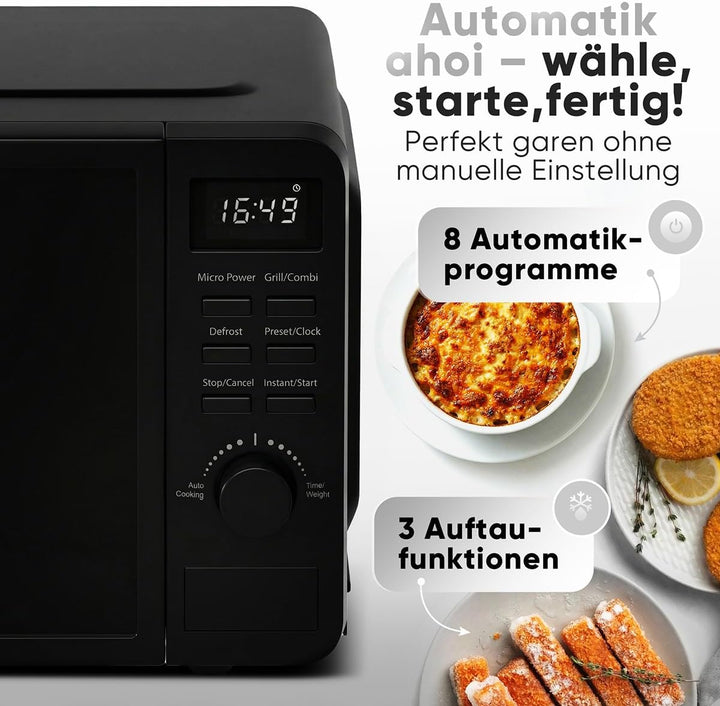 ProfiCook® Mikrowelle mit Grill | 800 Watt Grill | 20L | 8 Automatikprogramme | Timer | inkl. Drehte