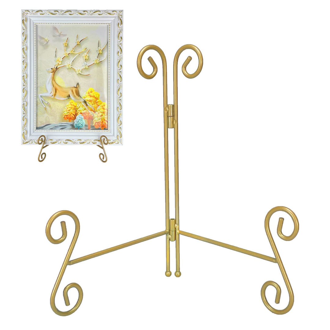 Plate Stand 12 Inch Gold Display Plate Holder, Collapsible Iron Plate Stands for Display, Folding Di