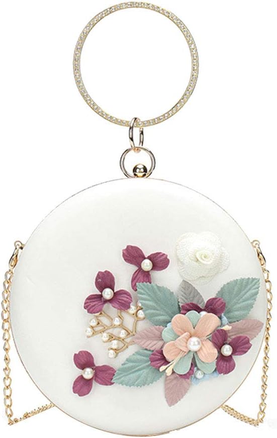 VALICLUD Schicke Blumen Abend Clutch Tasche Perle Perlen Blume Bestickte Clutch Geldbörse Runde Hand