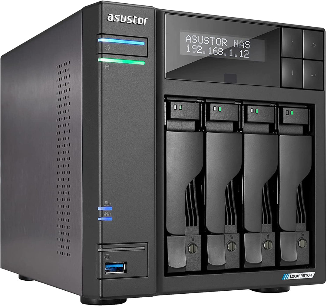 Asustor Lockerstor 4 Gen 2 AS6704T | 4 Bay NAS - Netzwerkspeicher Gehäuse, Quad Core 2.0GHz CPU, 4 M