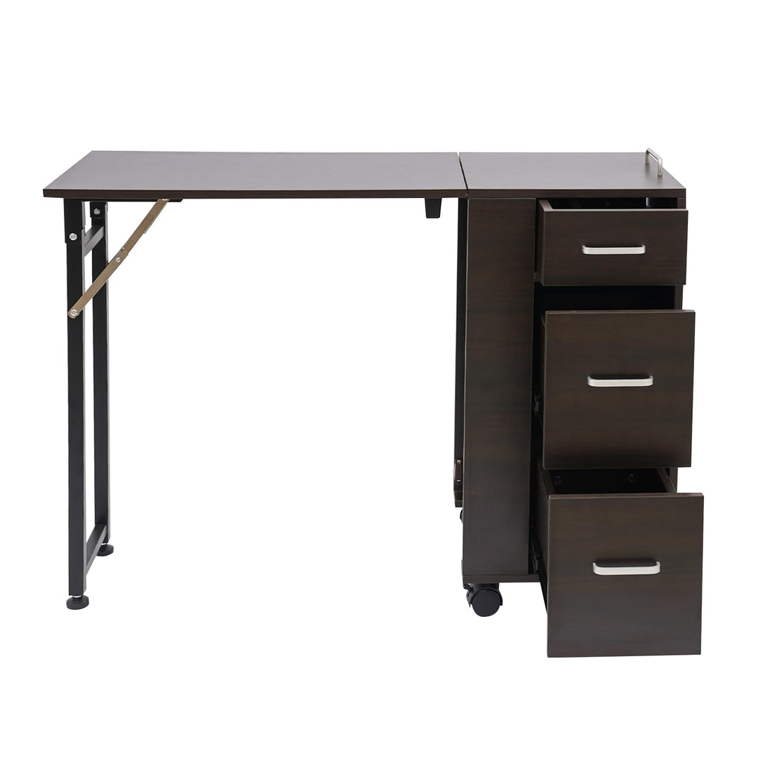 C-Juzarl Faltbar Mobile Rolling Maniküre Tisch mit 3 Schubladen, Make-up-Koffer, Kosmetikkoffer, Wer