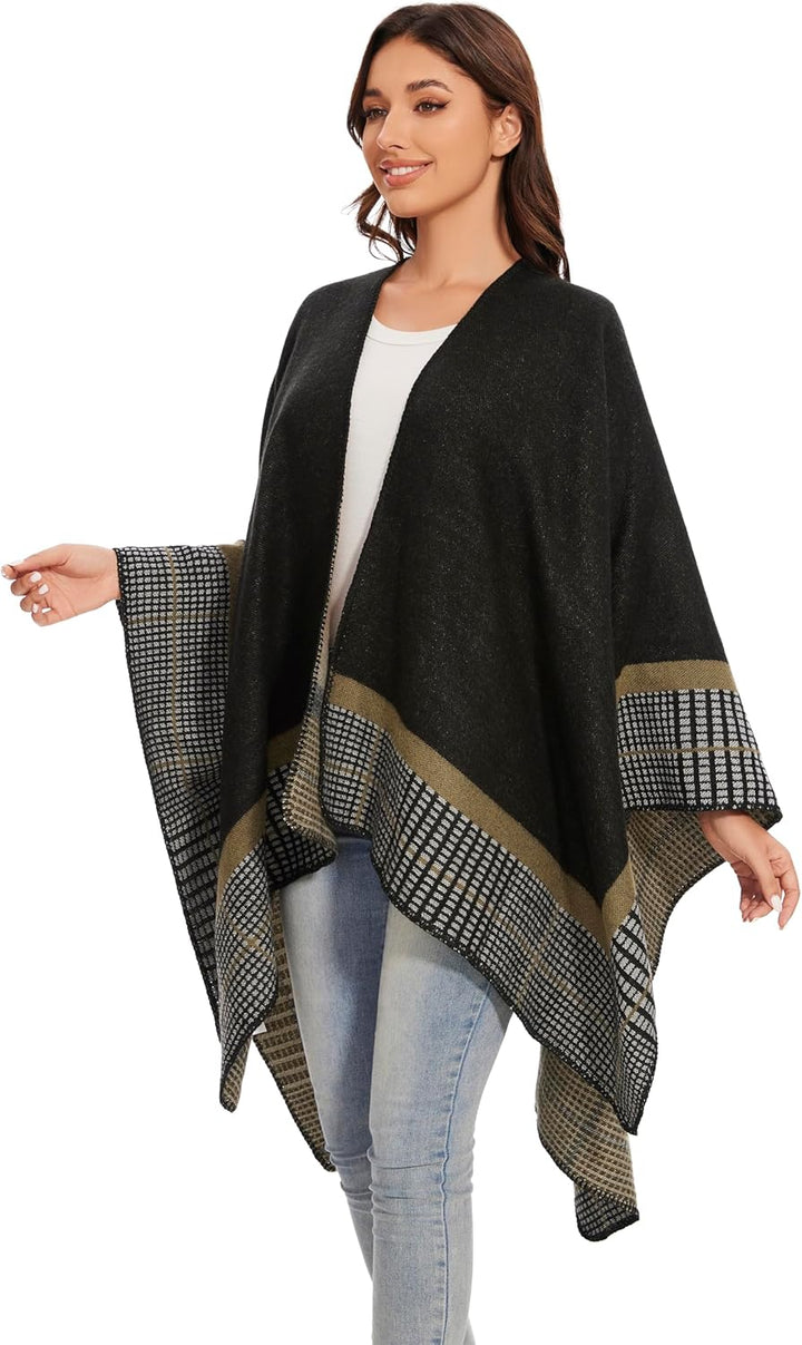 colornival Poncho Damen Winter Warm Elegant Poncho Decke Poncho Cape Strick Poncho Mantel Winter Pon