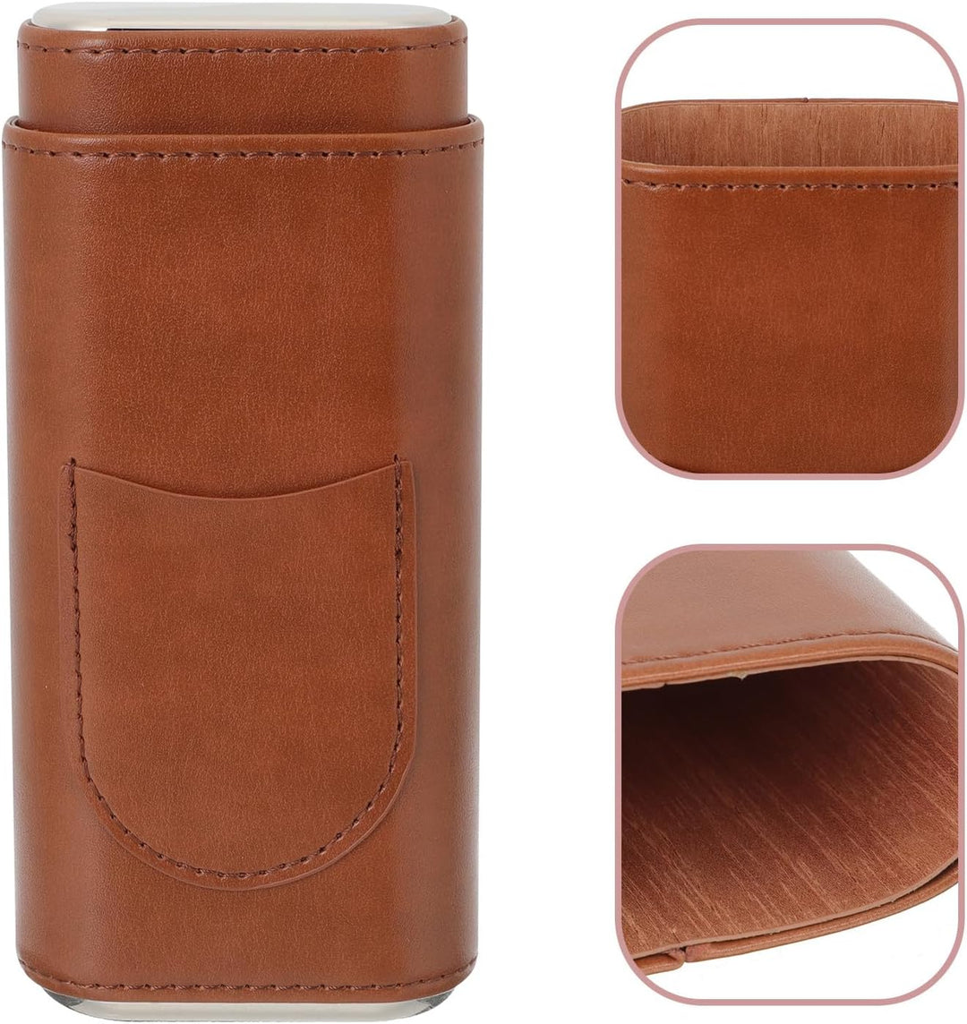 TOYANDONA Tragbare Zigarrentasche aus Pu Leder in Braun mit Einfachem Design Leicht und Kompakt für