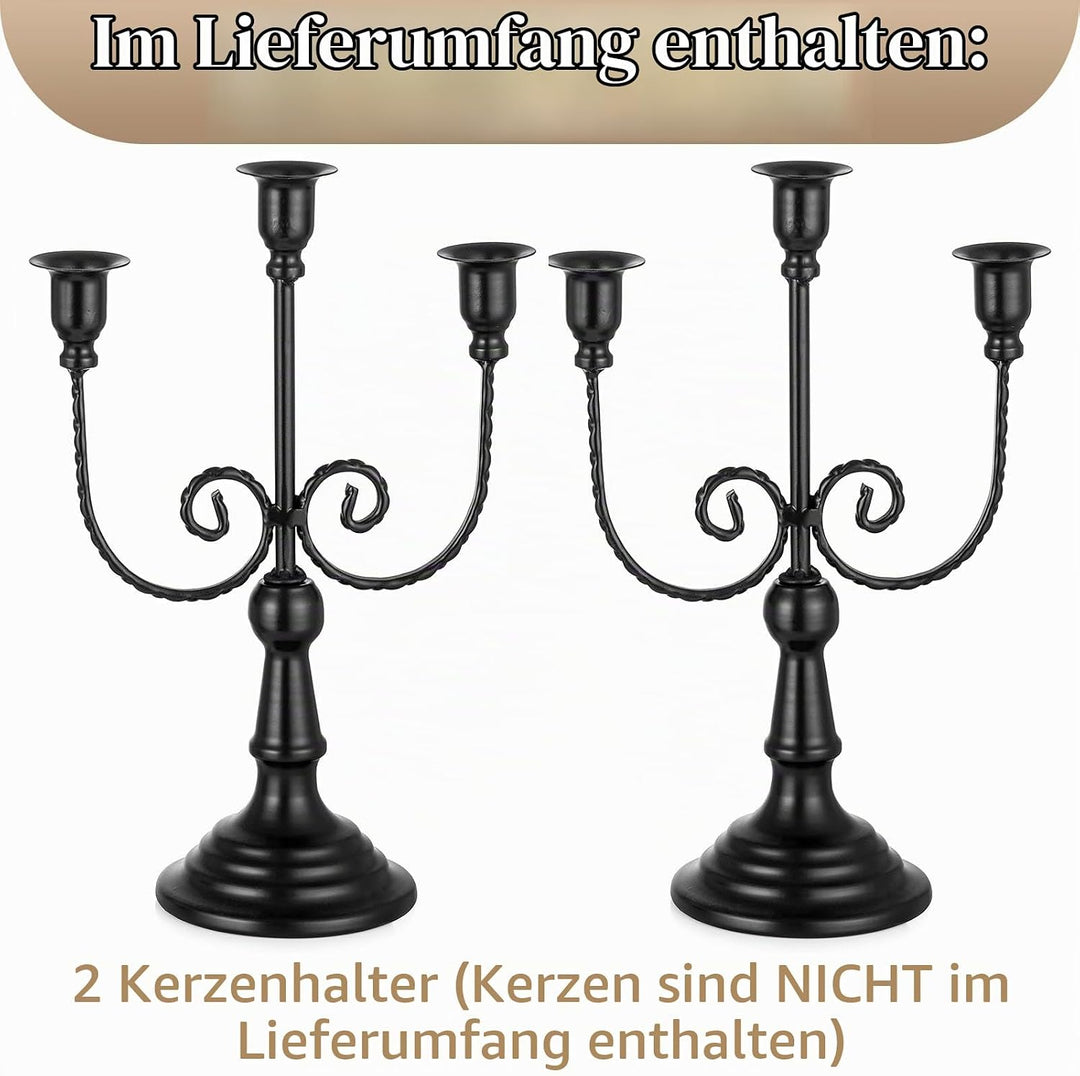 Sziqiqi Kerzenständer Kerzenhalter 3 Armig - 29.5cm Vintage Kerzenständer Dekorative Kerzenleuchter