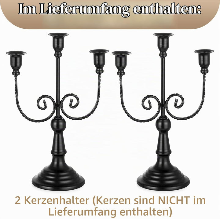 Sziqiqi Kerzenständer Kerzenhalter 3 Armig - 29.5cm Vintage Kerzenständer Dekorative Kerzenleuchter
