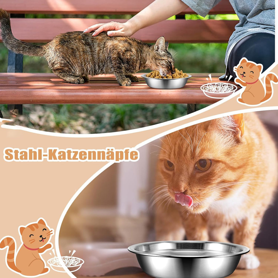 8 Stück Katzennäpfe aus Edelstahl, 14cm Katzenfutternäpfe, Katzennäpfe für Schnurrhaar Müdigkeit, Fl