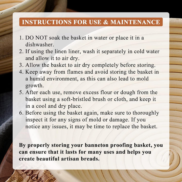 Banneton Brotgärkörbchen-Set für Sauerteigbrotbacken: 23cm runde & 25cm ovale Rattan-Gärkörbchen mit
