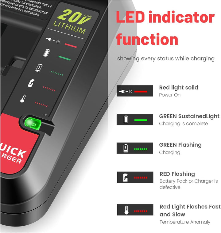 ASUNCELL 2A Li-ion Akku Ladegerät Kompatibel mit Black & Decker Lithium-Akku, 18V Schnell-Ladegerät