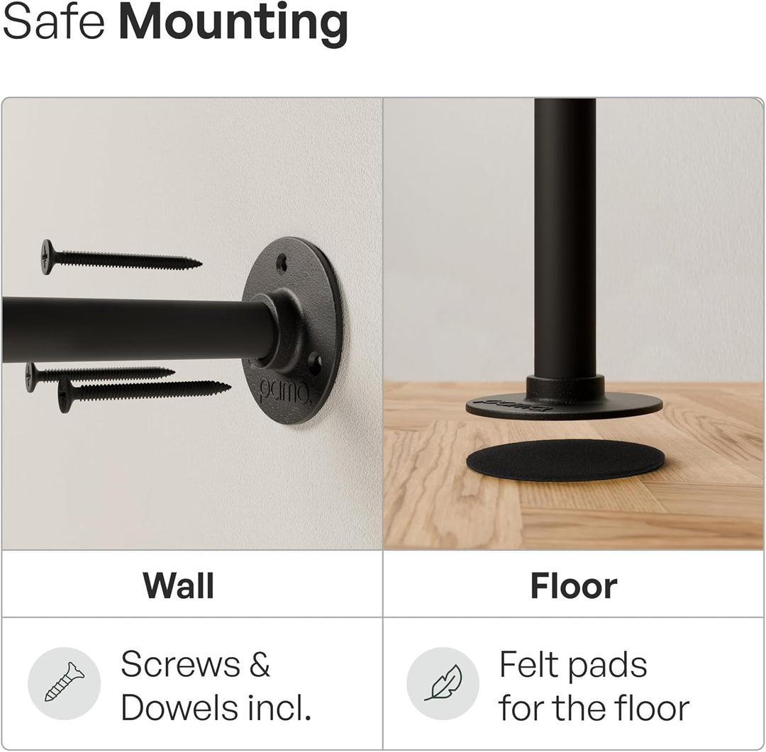 pamo Kleiderstange Wandmontage 81 cm Schwarz – Industrial Garderobenstange Wand & Deckenmontage aus
