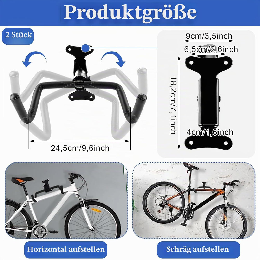 VIDETOL 2 Stück Fahrrad Wandhalterung Fahrradhalterung Wand Rechts Oder Links Drehbar Fahrrad Aufhän