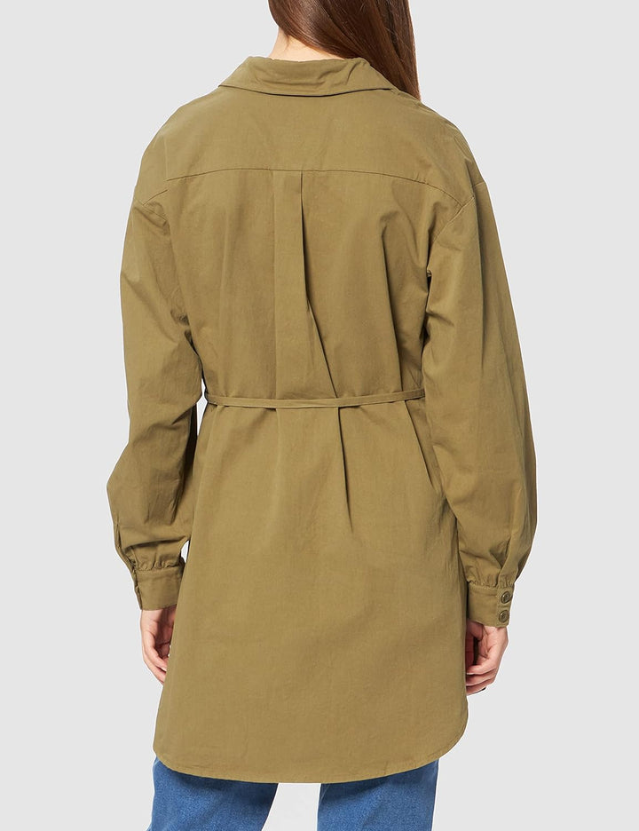 NA-KD Damen Oversized Belted Shirt Hemd 36 Grün, 36 Grün
