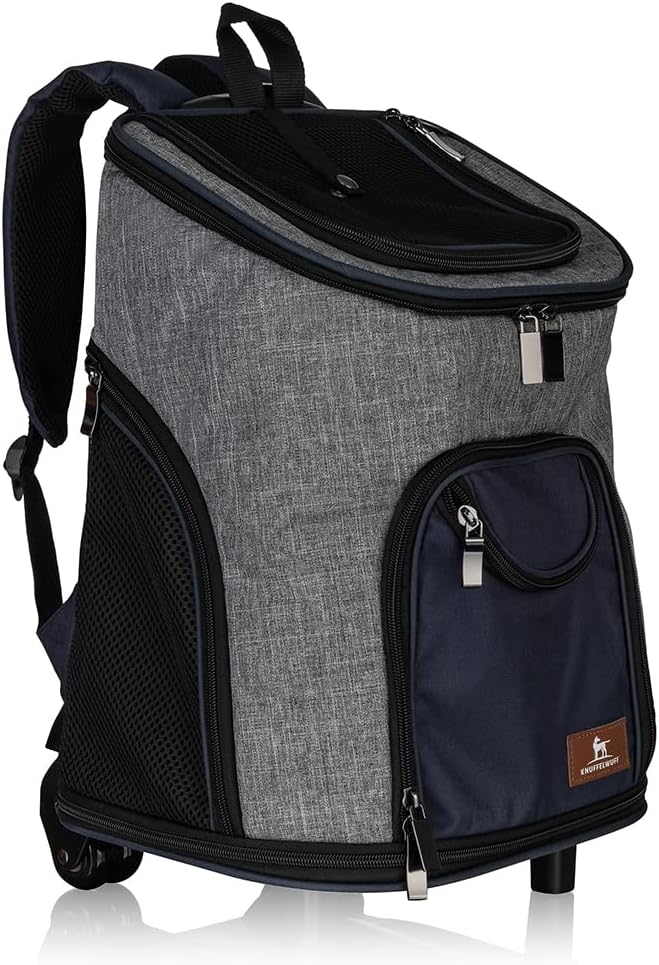 Knuffelwuff Hunderucksack Trolley faltbar 2 in 1 mit Rollen und Griff 33x30x50cm