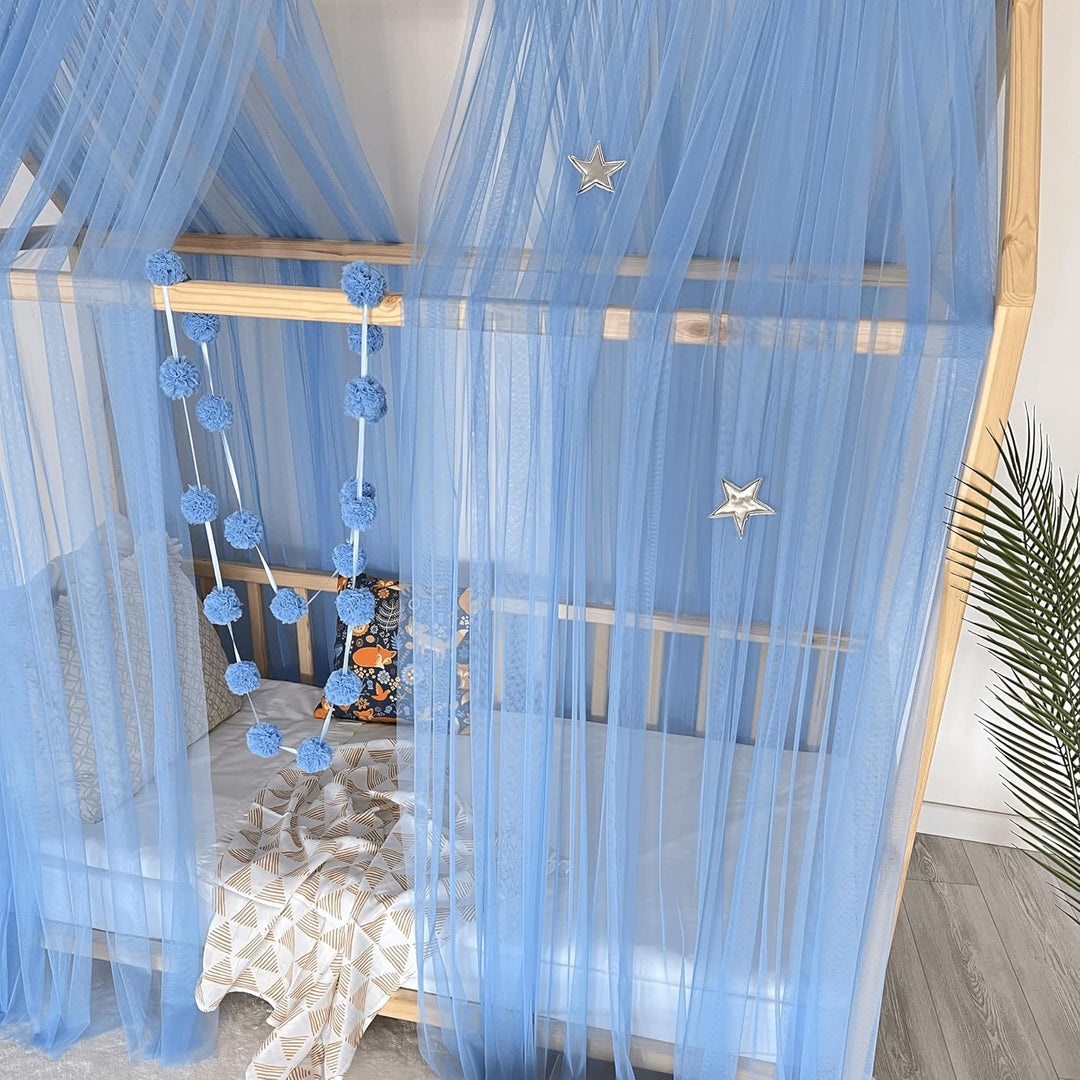Baby Fancyroom Hausbett Himmel blau Betthimmel Deko Set Kinderzimmer Kinderbett Baldachin Pompongirl