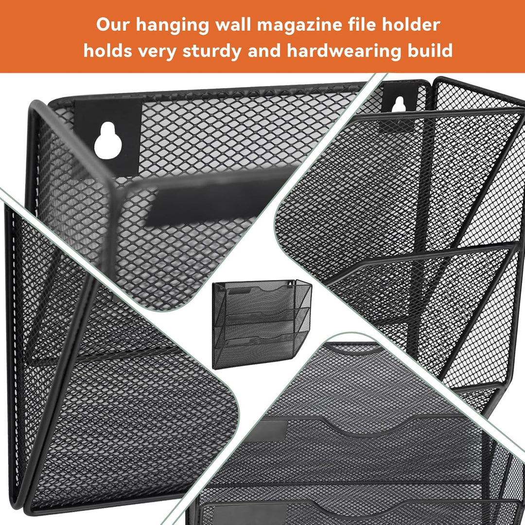 Hängeorganizer Wandablagefächer 3 Stöckiger Wandmontage Schreibtisch Organizer, A4 Zeitschriftenhalt