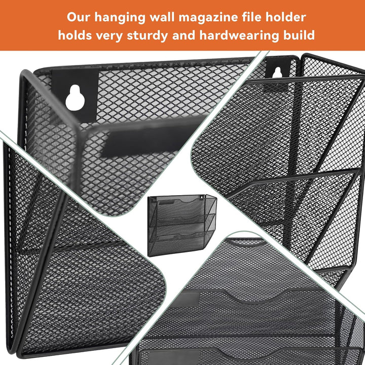 Hängeorganizer Wandablagefächer 3 Stöckiger Wandmontage Schreibtisch Organizer, A4 Zeitschriftenhalt