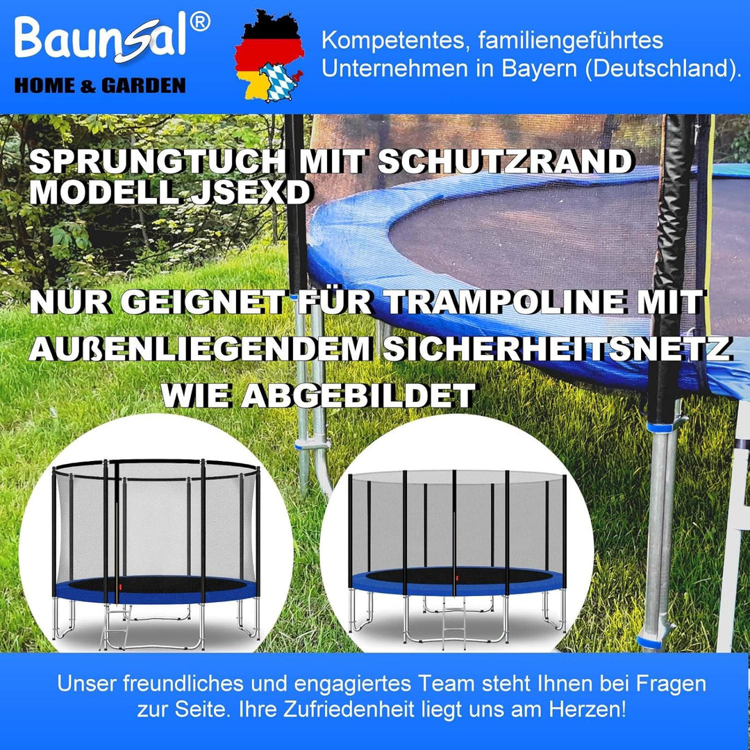 Baunsal® Trampolin Sprungtuch Ø 183 185 244 250 275 277 300 305 366 370 335 337 396 400 427 430 457