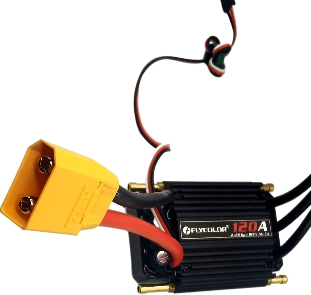 FLYCOLOR 120A Waterproof Brushless ESC Elektronischer Geschwindigkeitsregler mit 5.5V/5A BEC und XT9