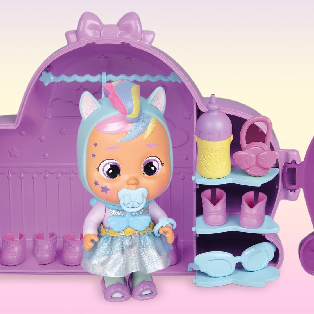 CRY BABIES MAGIC TEARS Jenna‘s Kleiderschrank I Mini Puppe Jenna und Kleiderschrank mit 16 Accessoir