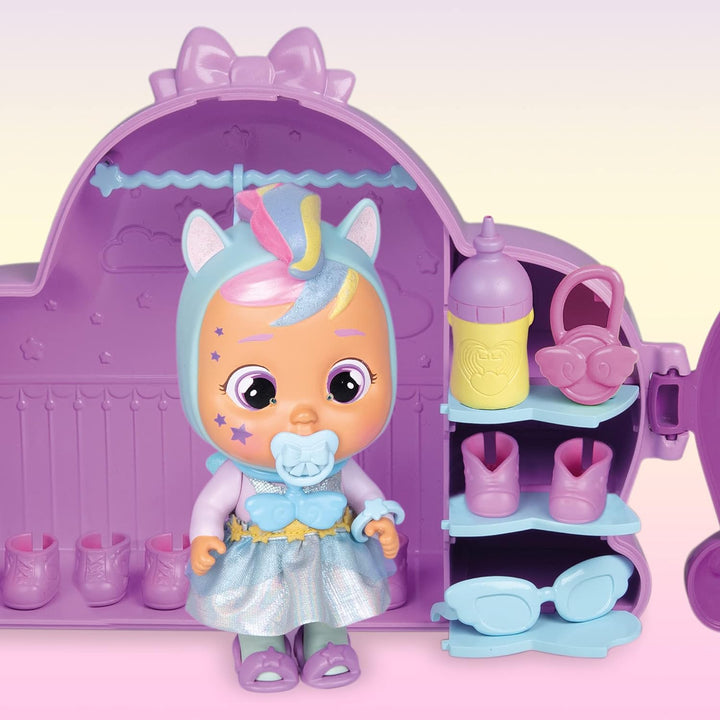 CRY BABIES MAGIC TEARS Jenna‘s Kleiderschrank I Mini Puppe Jenna und Kleiderschrank mit 16 Accessoir