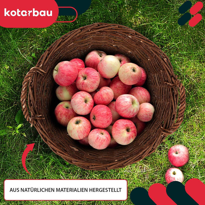 KOTARBAU® Weidenkorb mit Griffen - ø 60 cm - Blumen Korb - Aufbewahrung von Spielzeug - Holzkorb für