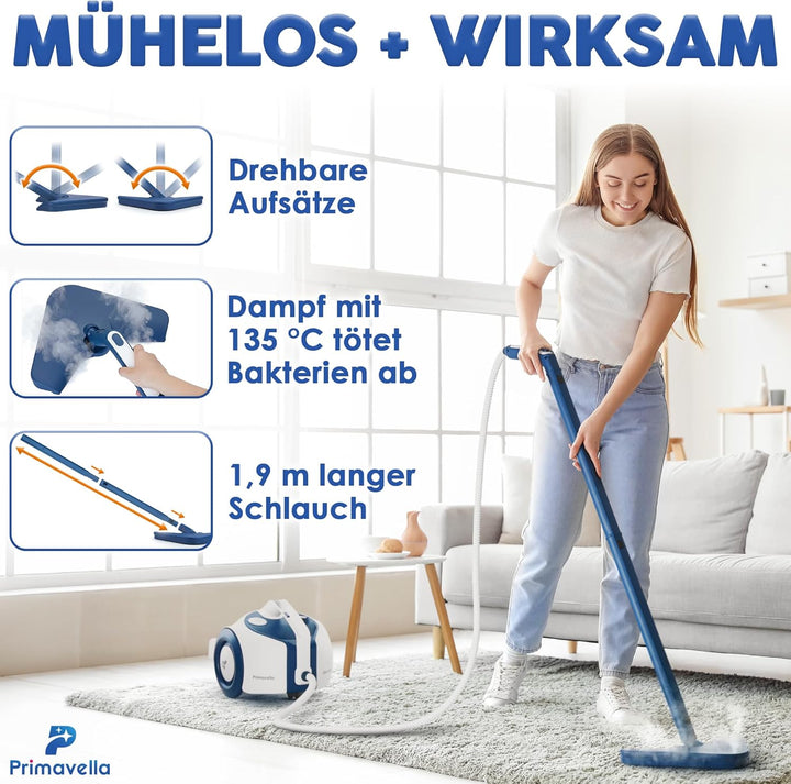 Primavella Dampfreiniger Don Vito – Leistungsstarker Steam Cleaner für Boden, Polstermöbel & Bad – R