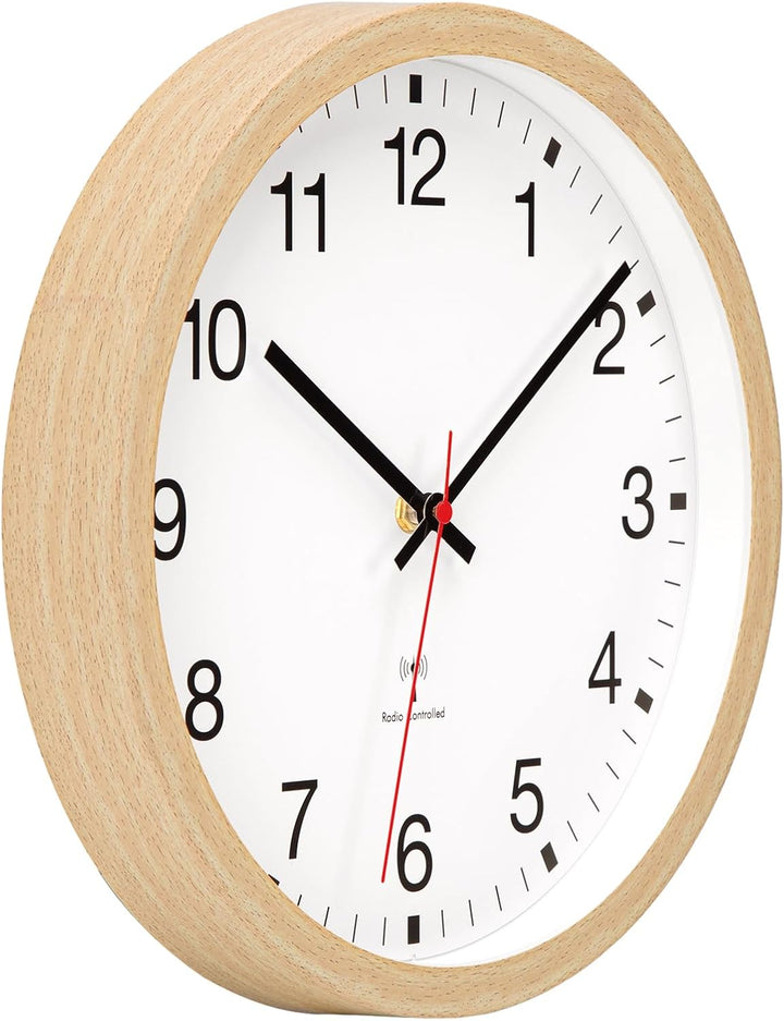 VIVILINEN Gross Wanduhr Funk Mit Holzoptik 40cm Funkuhr Wand Lautlos XXL | Wanduhr Ohne Tickgeräusch