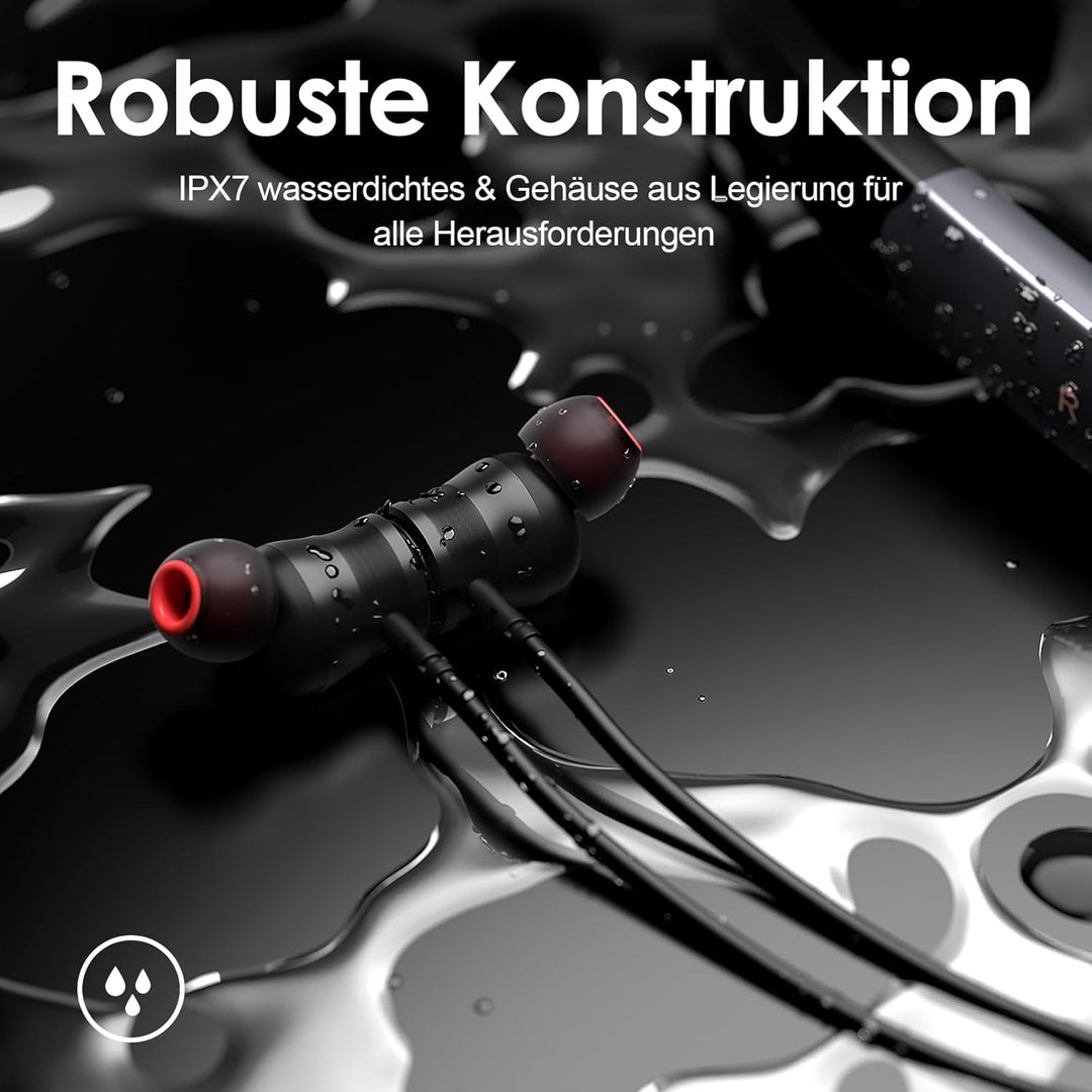 Rythflo Bluetooth Kopfhörer, 150 Stunden Akkulaufzeit, Kabellose Nackenbügel Ohrhörer mit Mikrofon,