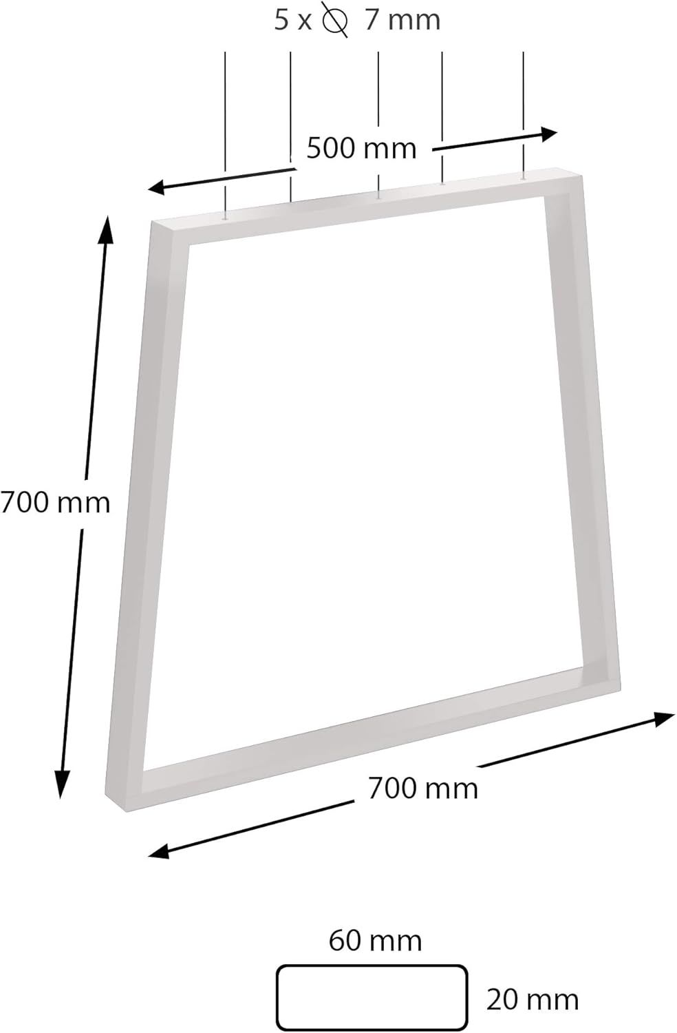 sossai® Trapez Tischkufen aus Stahl (pulverbeschichtet) TKG6 | Industrial Design | Farbe: Weiss | Hö