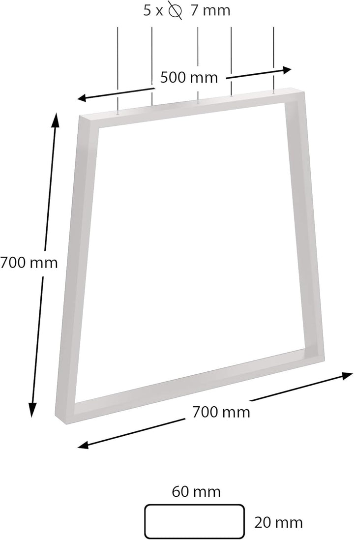 sossai® Trapez Tischkufen aus Stahl (pulverbeschichtet) TKG6 | Industrial Design | Farbe: Weiss | Hö