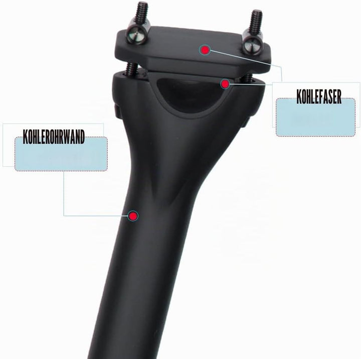 QIKU Carbon Fahrrad Sattelstützen MTB Sattelstütze/Rennrad Sattelstütze 27.2/31.6 * 350/400MM 27.2×3