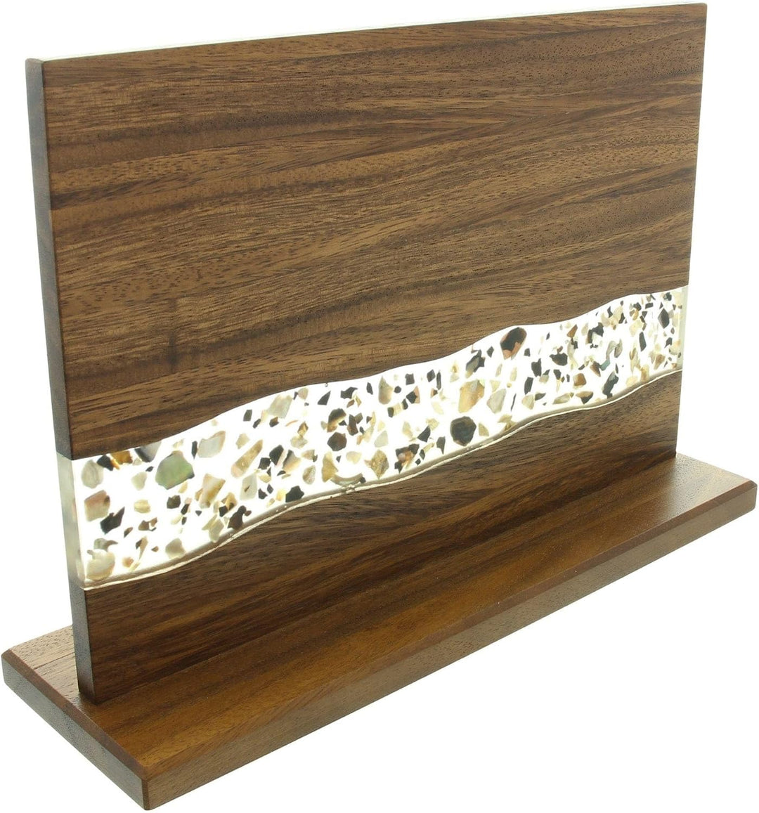 Dekoleidenschaft Messerblock magnetisch "Muscheln" Magnet-Messerhalter aus Holz (Akzazie), Epoxy & M
