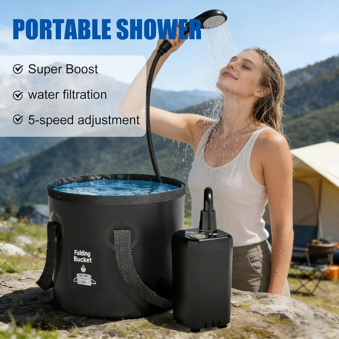 20L Upgrade Tragbare Campingdusche, Campingdusche Tragbare, Schwarze Aussendusche Elektrische Aussen