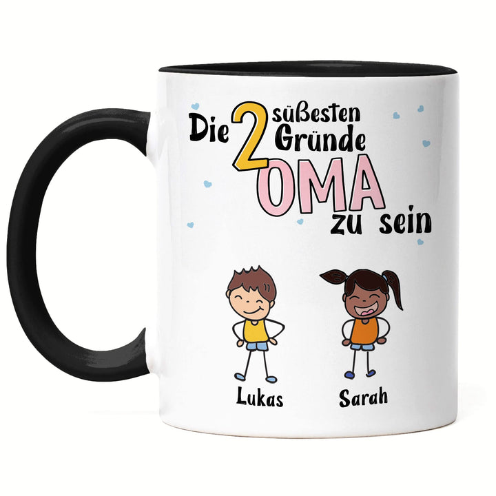 Kiddle-Design Oma Tasse Schwarz Geburtstag Personalisiert für Oma Enkel Enkelin Baby Geschenk Kinder