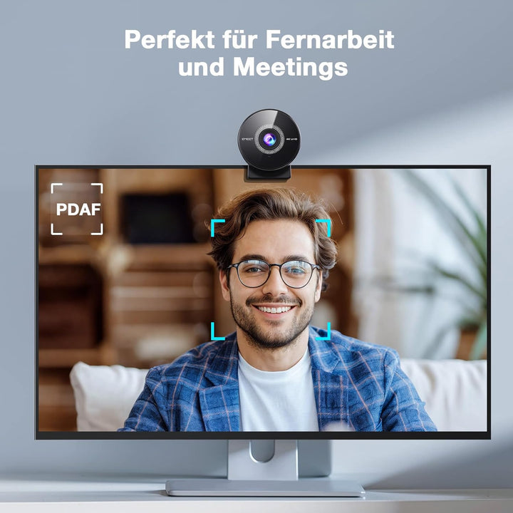 EMEET C950 4K Webcam für PC, 8 Megapixel 4K UHD, PDAF-Autofokus, Mikrofon mit Geräuschunterdrückung,