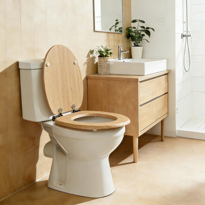 MDF-Toilettensitz, Toilettendeckel mit Soft-Close-Mechanismus, O-förmig mit verstellbaren Scharniere